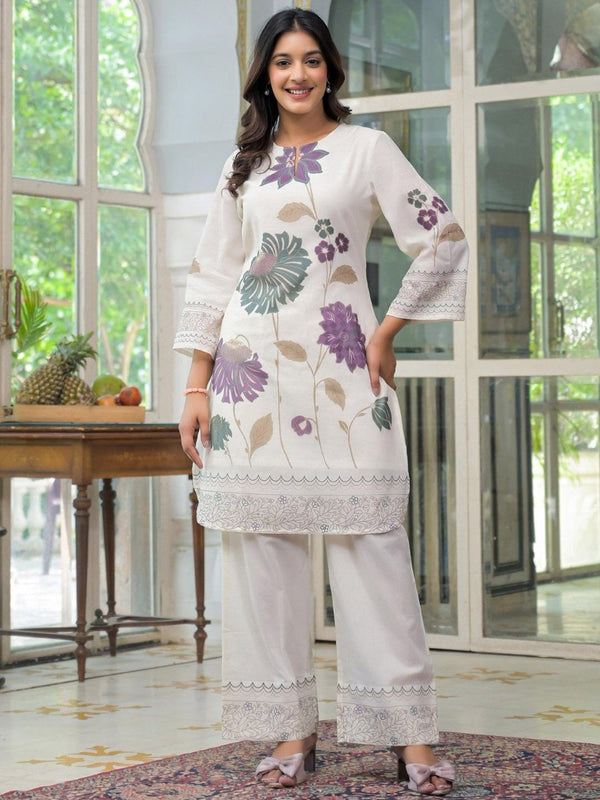 Cosmos Printed Cotton Top With Trousers Co-Ords